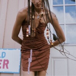 Beaded Cut Out Mini Dress